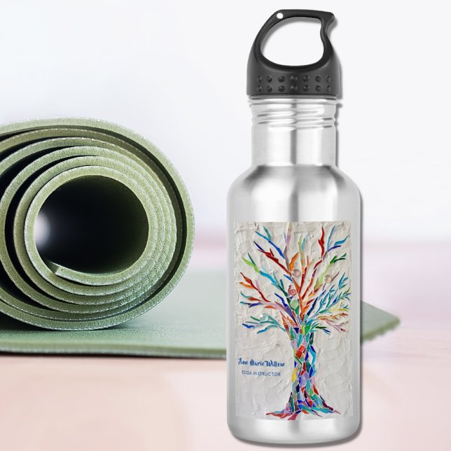 Rainbow Tree Yoga Instructor Stainless Steel Water Bottle (Creator Uploaded)