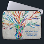 Rainbow Tree Yoga Studio Laptop Sleeve<br><div class="desc">This decorative laptop sleeve features a print of a rainbow colored mosaic tree on a pale gray background. Add your name and studio name to personalise this case. Use the Customize Further option to change the text size, style or color if you wish. Because we create our own artwork you...</div>