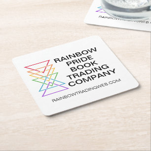 Rainbow Triangle Company Gay Pride Logo Square Paper Coaster