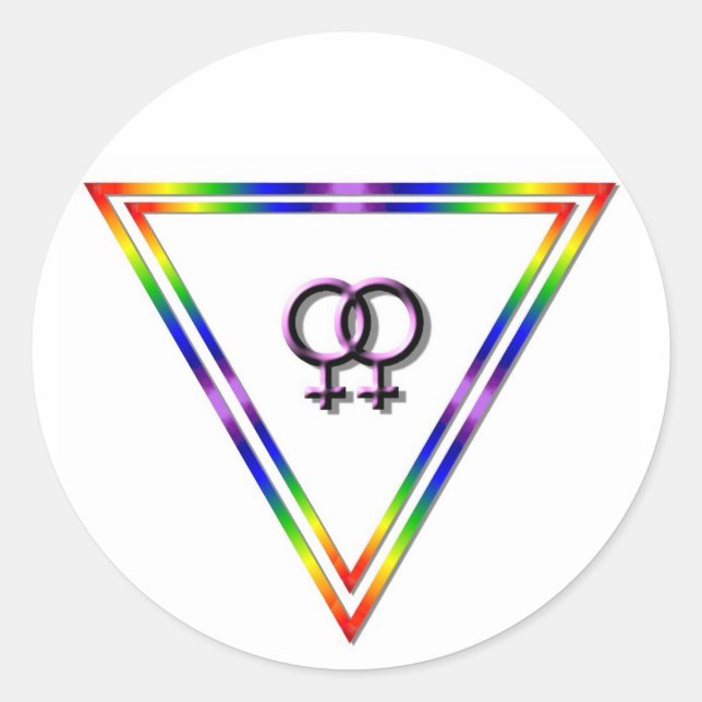Rainbow Triangle Female/Female Classic Round Sticker (Front)
