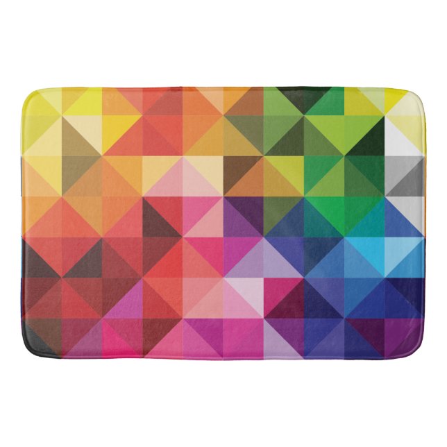 Rainbow Triangles Geometric Modern Bath Mat (Front)