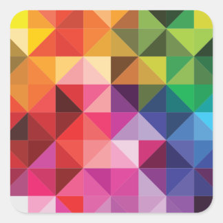 Rainbow Triangles Geometric Modern Square Sticker