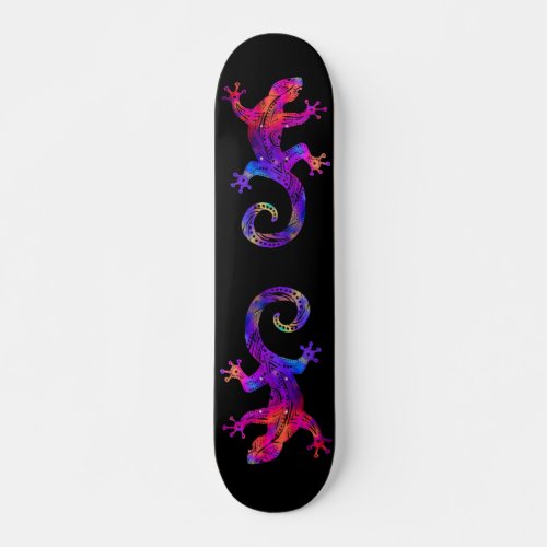 Rainbow Tribal Gecko Skateboard