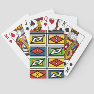 Rainbow Tribal Geometric Ndebele Pattern Poker Cards