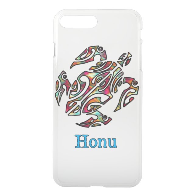 Rainbow Tribal Hawaiian Sea Turtle Uncommon iPhone Case (Back)