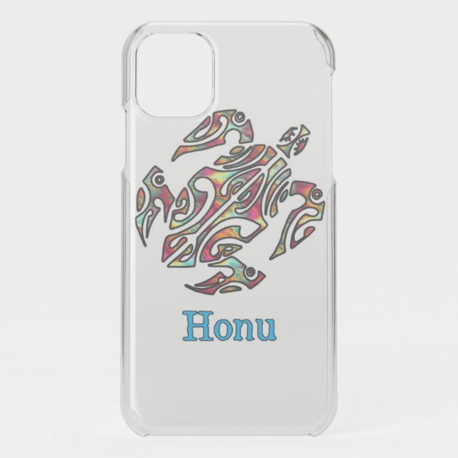 Rainbow Tribal Hawaiian Sea Turtle Uncommon iPhone Uncommon iPhone Case (Back)