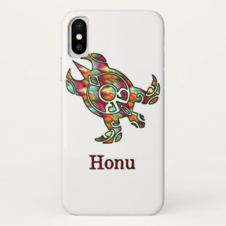 Rainbow Tribal Sea Turtle on White iPhone X Case