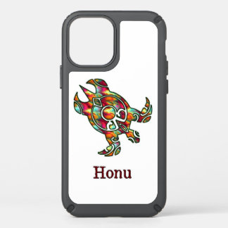 Rainbow Tribal Sea Turtle on White Speck iPhone 12 Case