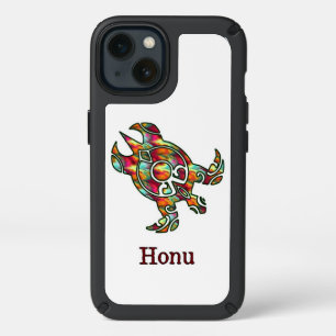 Rainbow Tribal Sea Turtle on White Speck iPhone 13 Case