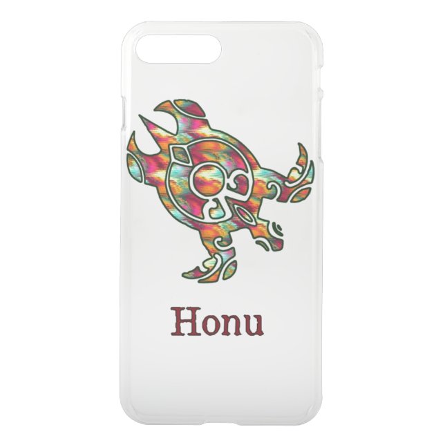 Rainbow Tribal Sea Turtle on White Uncommon iPhone Case (Back)