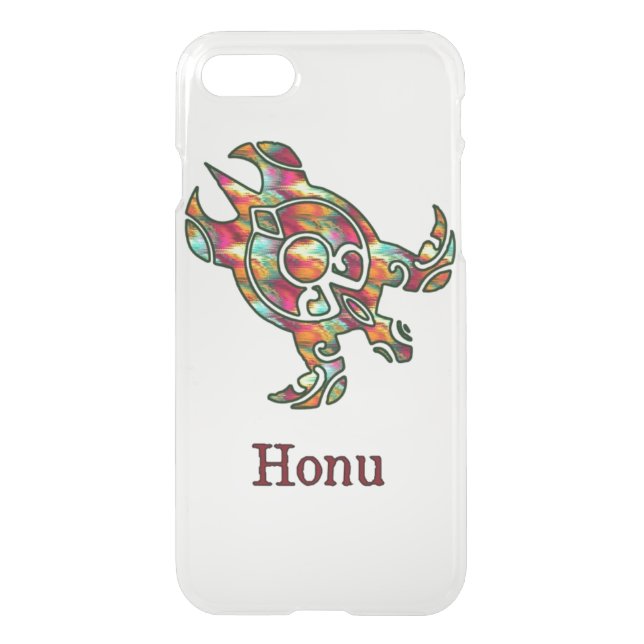 Rainbow Tribal Sea Turtle on White Uncommon iPhone Case (Back)