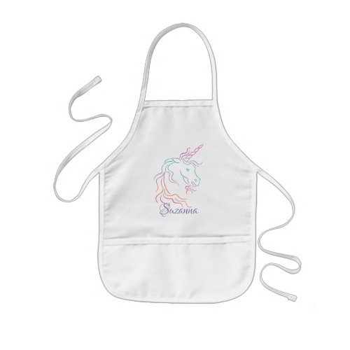 Rainbow Tribal Unicorn Art Design Add Name Kids Apron