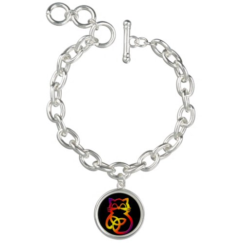 Rainbow Trinity Knot Celtic Cat Bracelet