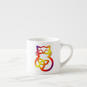 Rainbow Trinity Knot Celtic Cat Espresso Mug