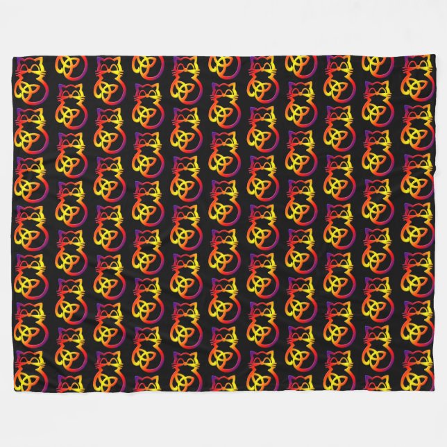 Rainbow Trinity Knot Celtic Cat Fleece Blanket (Front (Horizontal))