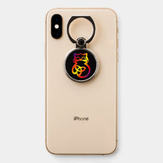 Rainbow Trinity Knot Celtic Cat Phone Ring Stand
