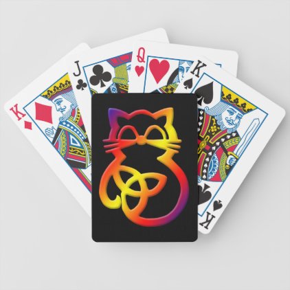 Rainbow Trinity Knot Celtic Cat Playing Cards