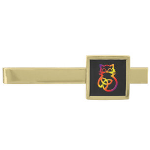 Rainbow Trinity Knot Celtic Cat Tie Bar