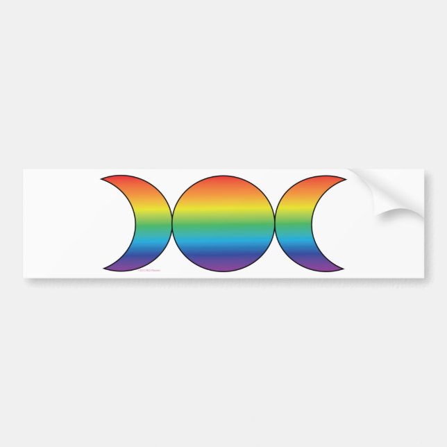 Rainbow Triple Moon Bumper Sticker (Front)
