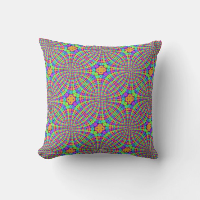 Rainbow Trippy Circles Pillow (Front)