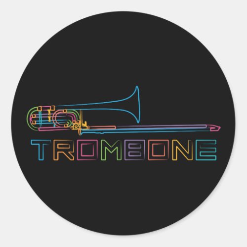 Rainbow Trombone Classic Round Sticker