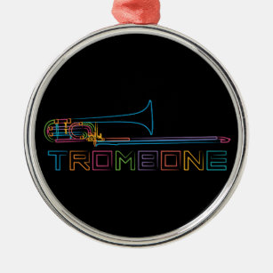 Rainbow Trombone Metal Ornament