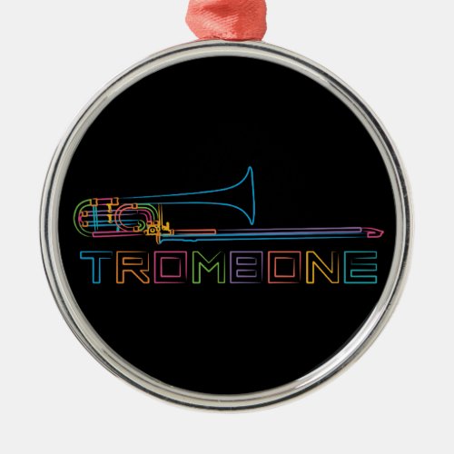 Rainbow Trombone Metal Ornament