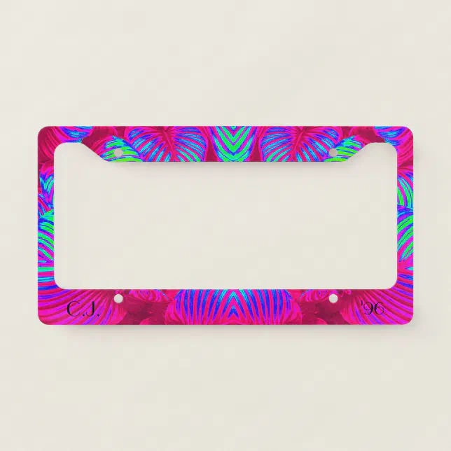 Rainbow Tropical Leaves License Plate Frame Custom | Zazzle