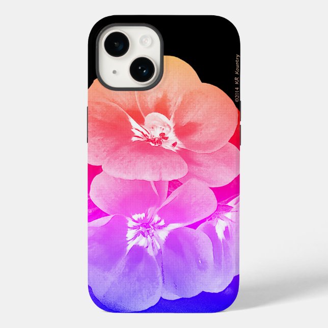 Rainbow Tropical Stylized Flowers Case-Mate iPhone Case (Back)