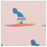 Rainbow tropical waves surfing man fabric