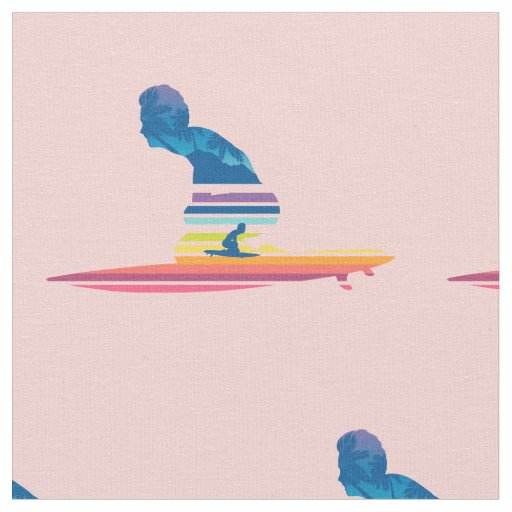 Rainbow tropical waves surfing man fabric