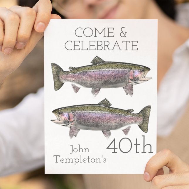 Rainbow Trout Adult Men's Birthday Sports Fishing Invitation (Creator Uploaded)