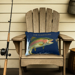 Rainbow Trout Art – Custom Lake House Decor Accent Pillow