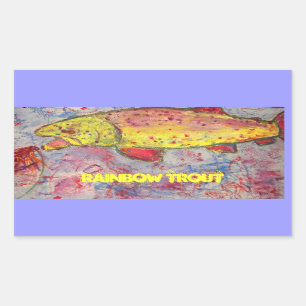 rainbow trout art rectangular sticker