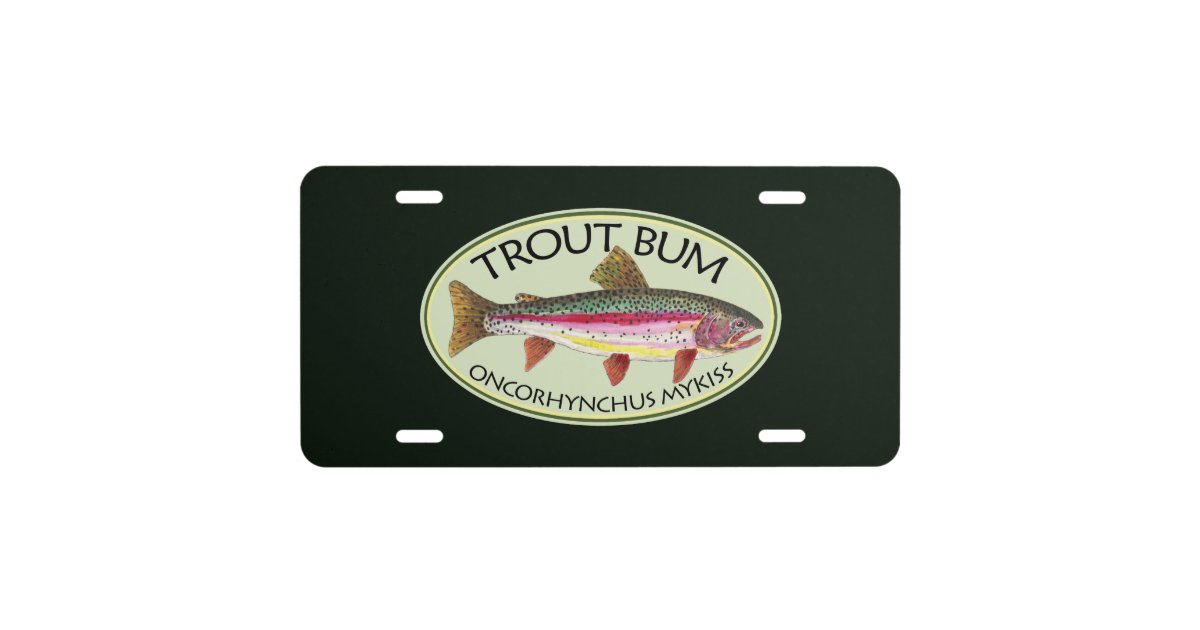 Rainbow Trout Bum Fishing License Plate