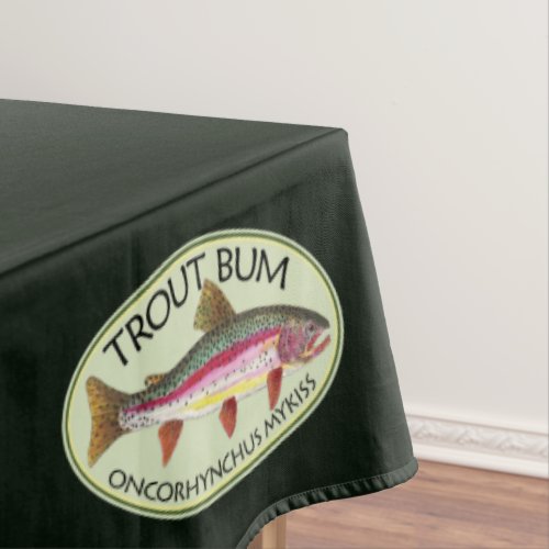 Rainbow Trout Bum Fly Fishing Green Cotton Tablecloth