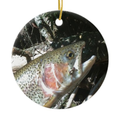 Rainbow trout ceramic ornament