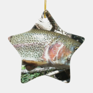Rainbow trout ceramic ornament