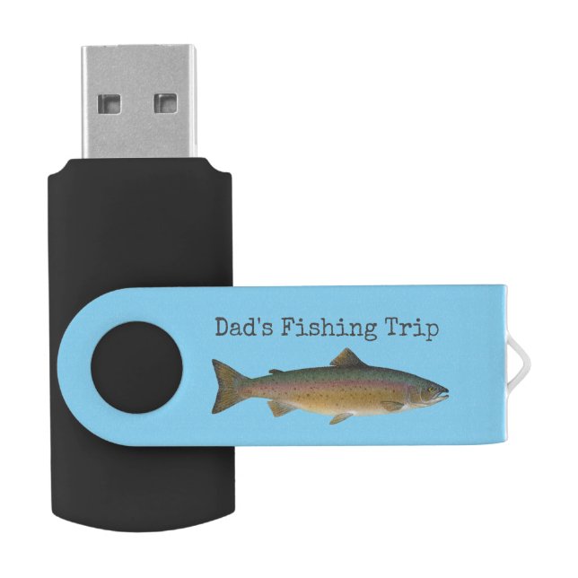 Rainbow Trout Dad's Fishing Trip Photo Flash Drive (Opened)