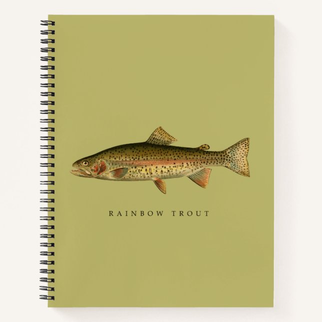 Rainbow Trout Dark Khaki Spiral Notebook (Front)