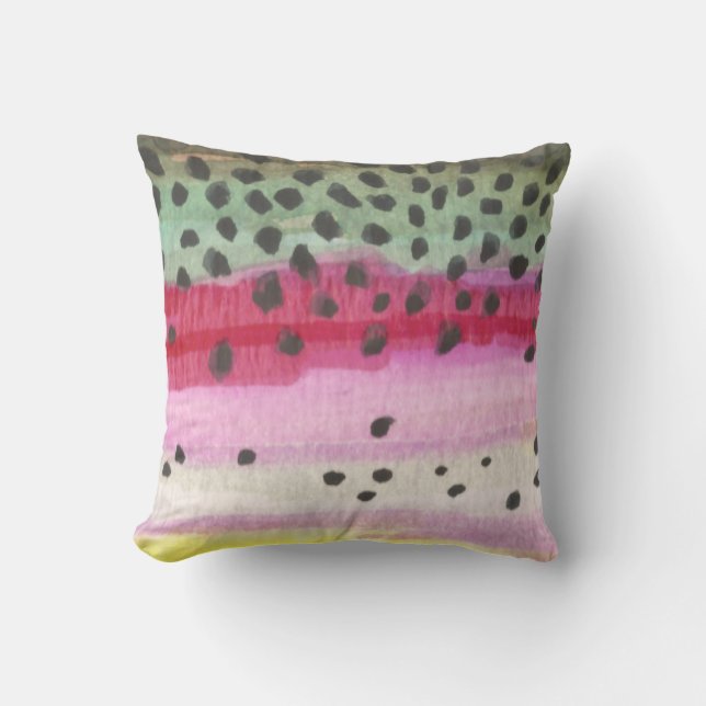 Rainbow Trout Decorating Outdoor Pillow (Front)