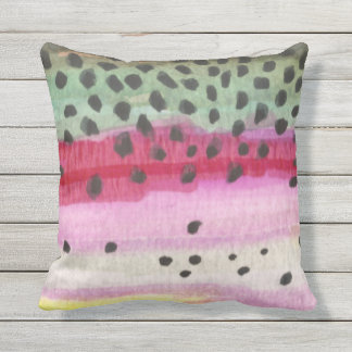 Rainbow Trout Decorating Outdoor Pillow