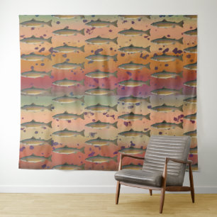 Rainbow Trout Fish Pattern for Fly Fishermen Tapestry