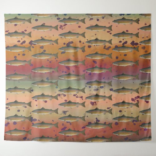 Rainbow Trout Fish Pattern for Fly Fishermen Tapestry
