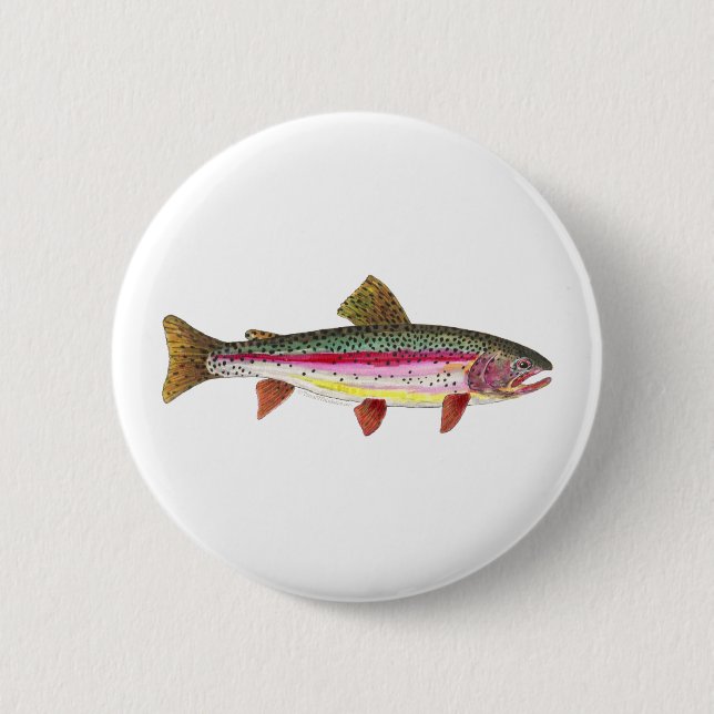 Rainbow Trout Fish Pinback Button (Front)