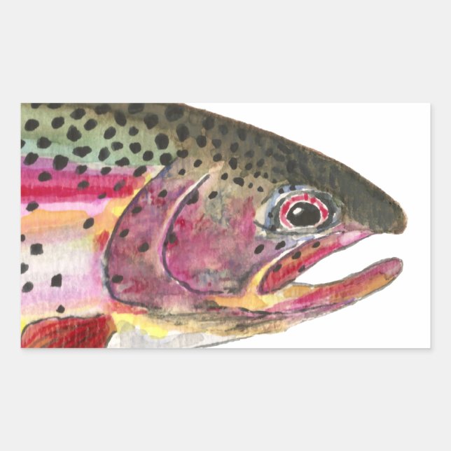 Rainbow Trout Fish Rectangular Sticker (Front)