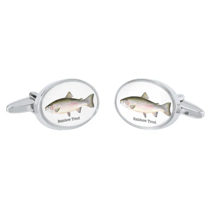 Rainbow Trout Fish Silver Cufflinks | Zazzle.com