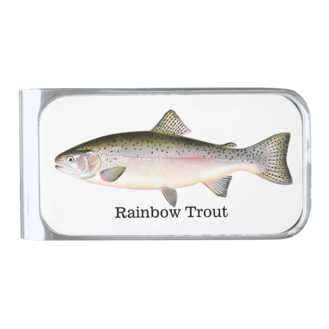 Rainbow Trout Fish Silver Finish Money Clip (Front)
