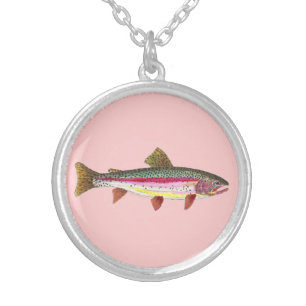 Rainbow Trout Fish Silver Plated Necklace