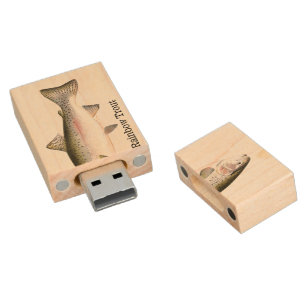 Rainbow Trout Fish Wood USB Flash Drive